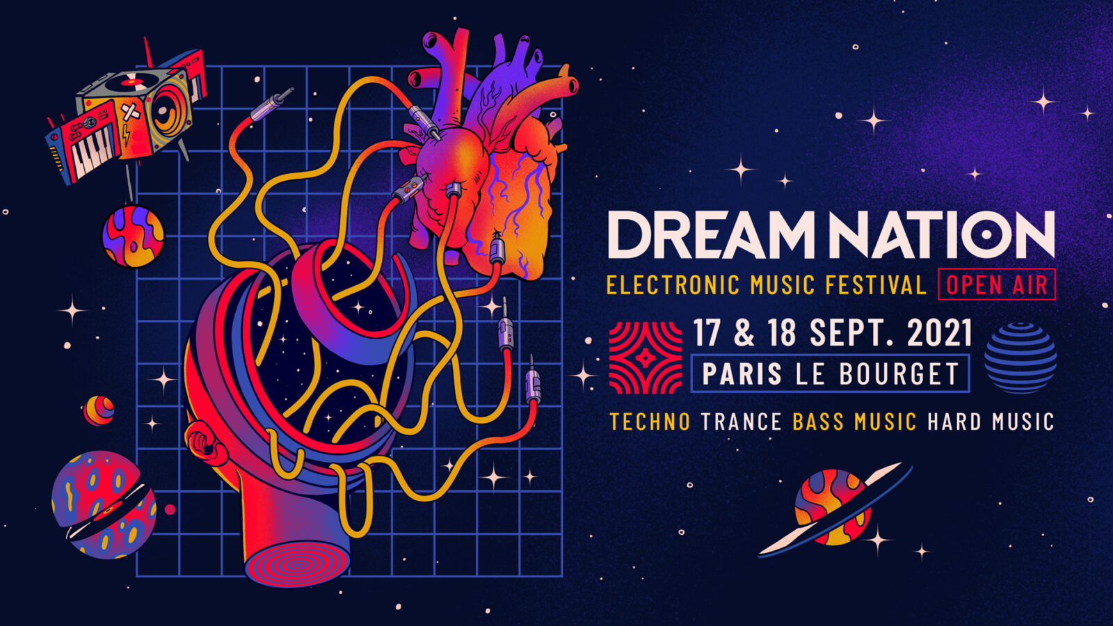 Flyer du Dream Nation Festival 2021 en partenariat avec Trance In France