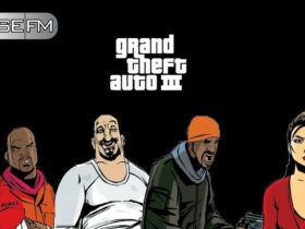 Un visuel non officiel pour présenter la station de radio Trance Rise FM du jeu video Grand Theft Auto III (GTA III) avec quatre personnages de cet opus